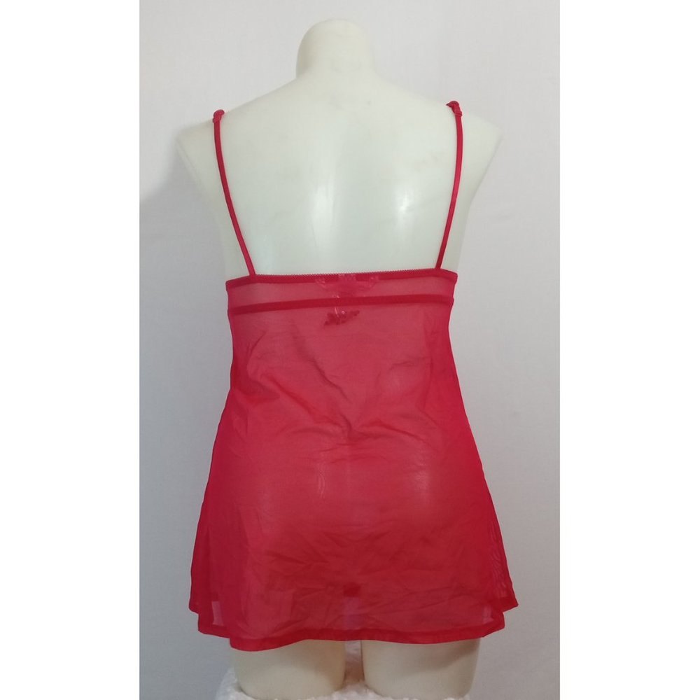 VINTAGE Victoria' Secret Red Floral Cherry Sequin Embroidered V-neck Lingerie L - Picture 3 of 4